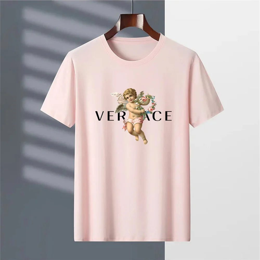 Men's Vintage Cotton T-Shirt with Angel Print