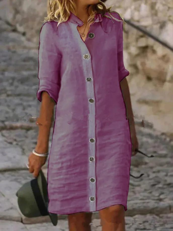 Stylish Cotton Linen Mini Dress for Women