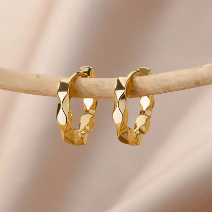Waterproof Heart Zircon Gold Hoop Earrings