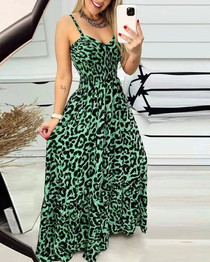 Elegant Leopard Print T-Shirt Dress for Women