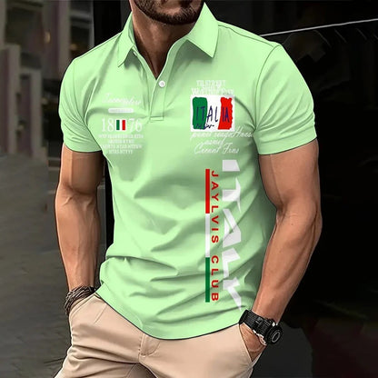 Men's Oversized Italy Graphic Polo Shirt