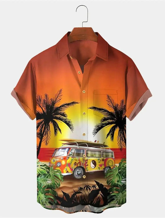 Men's Hawaiian Shirt with Palm Tree Prints