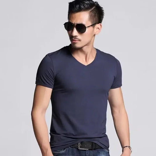 2024 Men's V-Neck Modal Short Sleeve T-Shirt