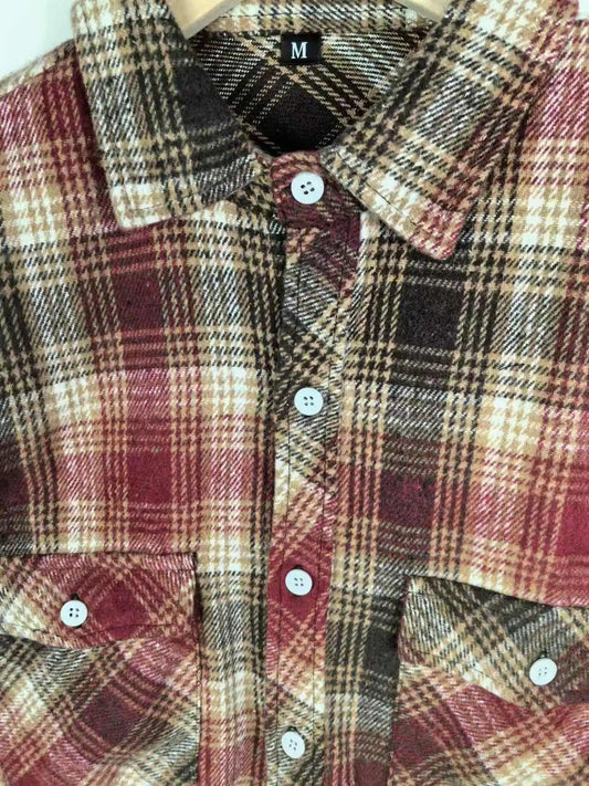 Men's Autumn Plaid Flannel Shirt Casual