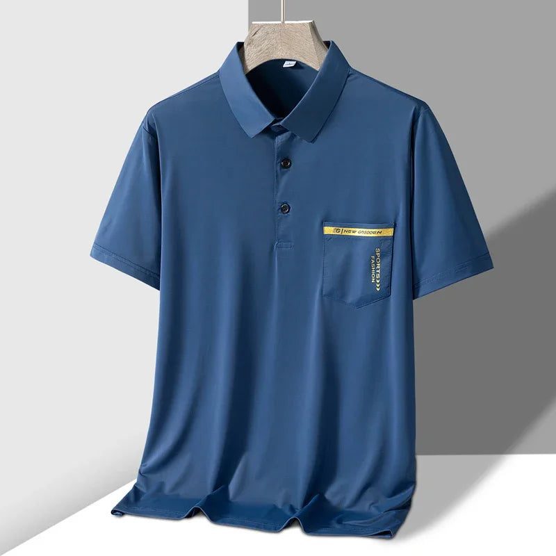 Men's Elastic Short Sleeve Pocket Polo