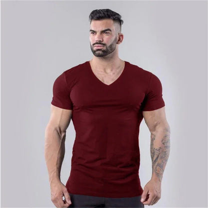 Men's Slim Fit V-Neck Cotton T-Shirt