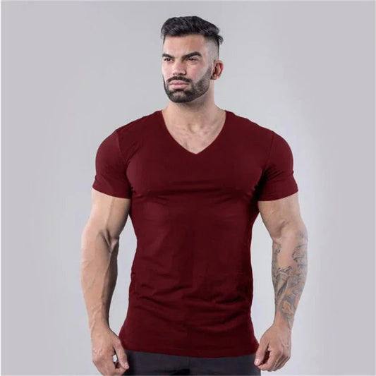 Men's Slim Fit V-Neck Cotton T-Shirt
