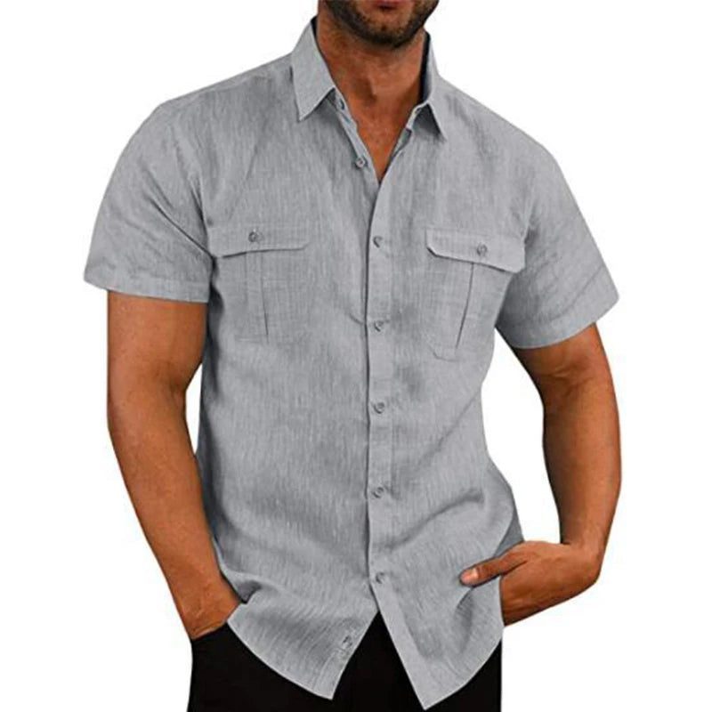 Men's Linen Short Sleeve Casual Shirt