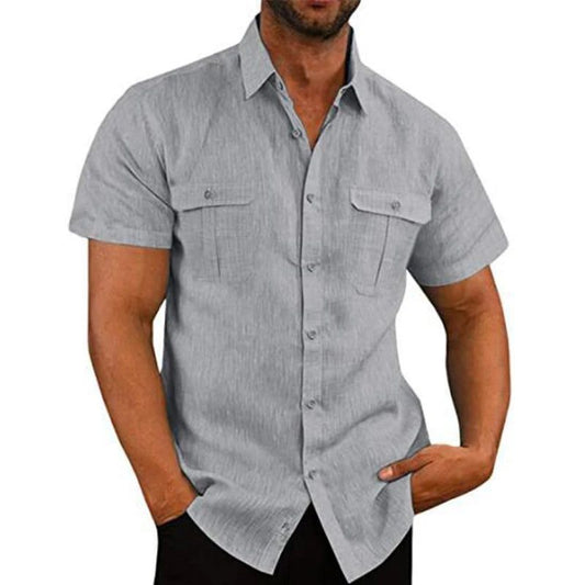 Men's Linen Short Sleeve Casual Shirt