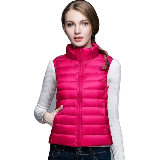 Slim White Sleeveless Down Vest Women Winter