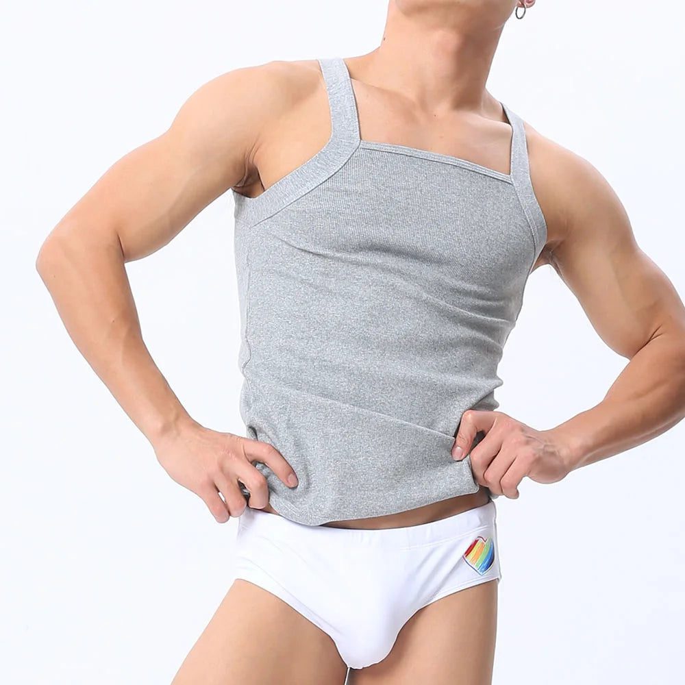 Men's Ribbed Cotton Tank Top for Summer