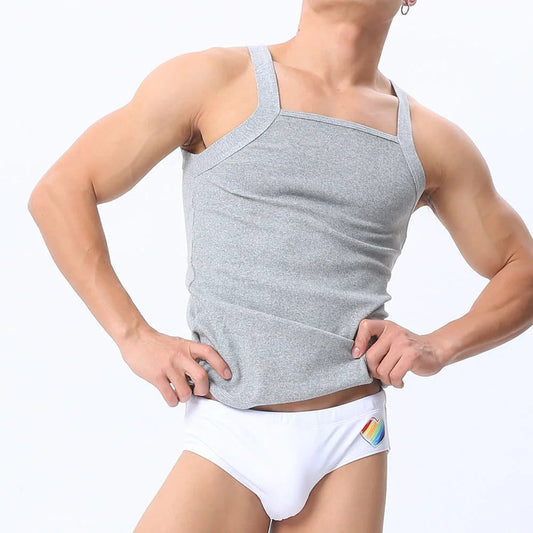 Men's Ribbed Cotton Tank Top for Summer