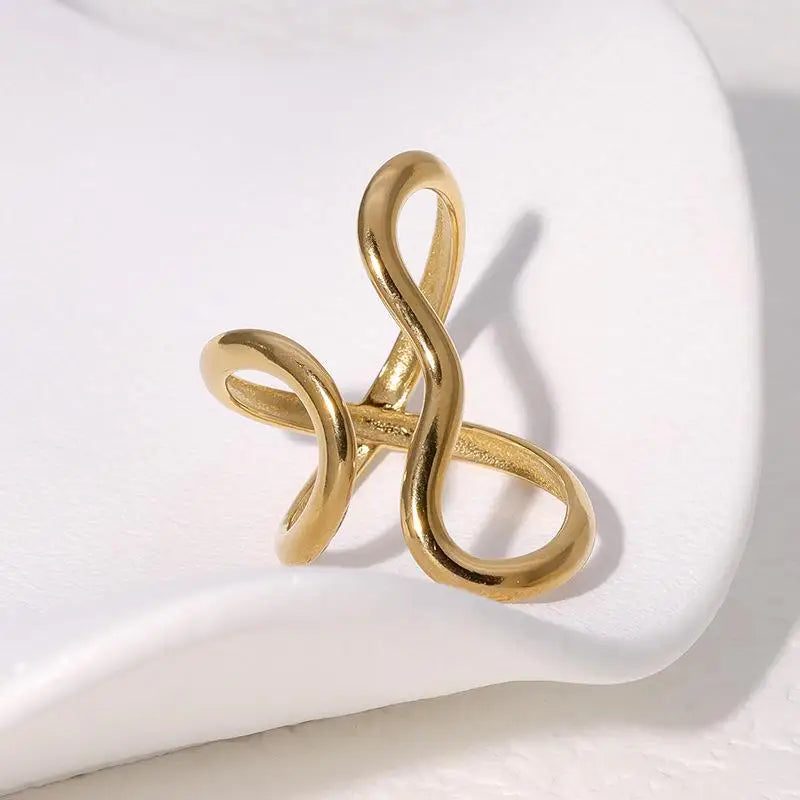 Trendy Waterproof Open Ring 18K Gold Jewelry