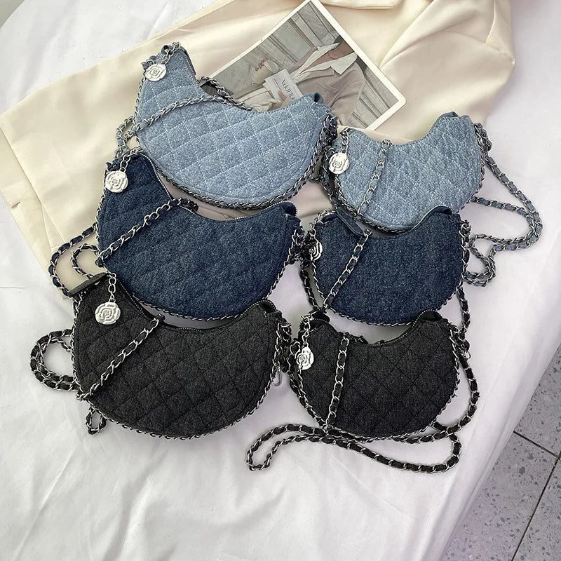 Chic Denim Crossbody Handbags for Women