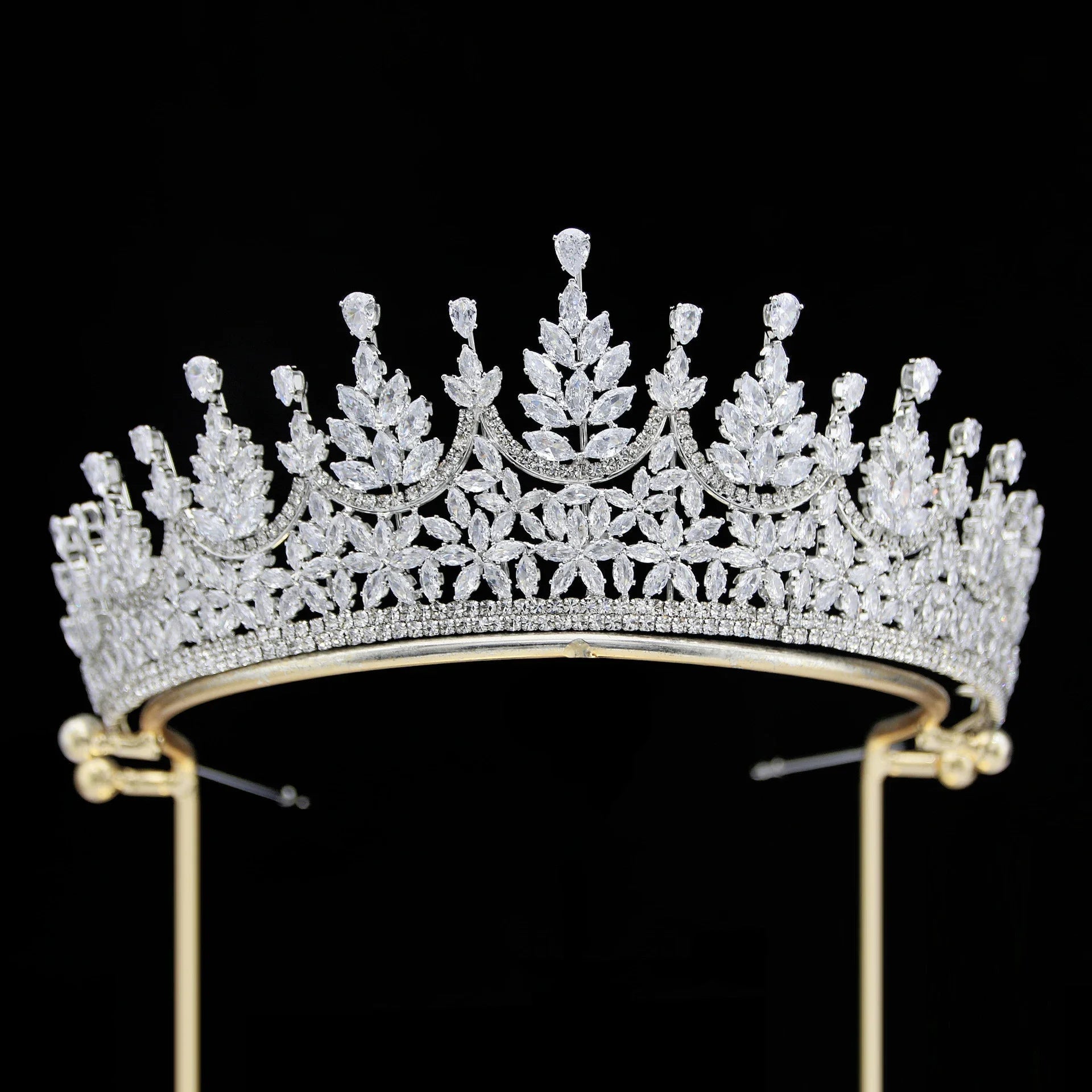 Elegant Silver Zircon Tiara for Brides