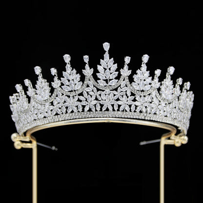 Elegant Silver Zircon Tiara for Brides
