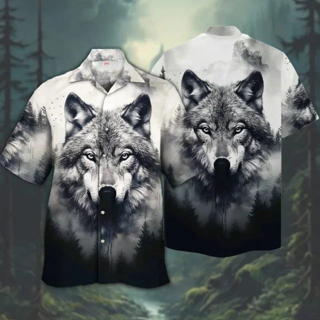3D Wolf Print Hawaiian Shirt for Men