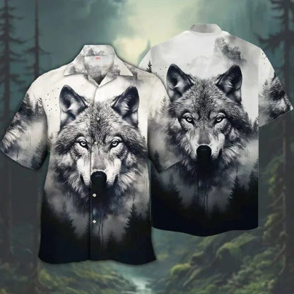 3D Wolf Print Hawaiian Shirt for Men