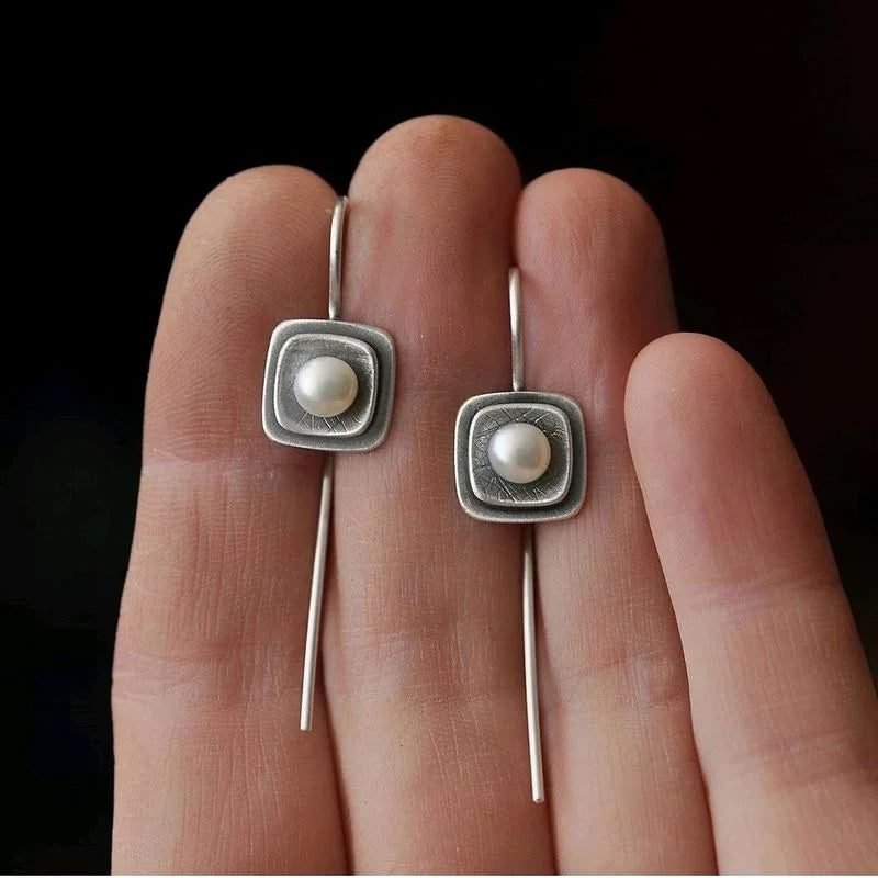 Elegant White Pearl Dangle Earrings for Women