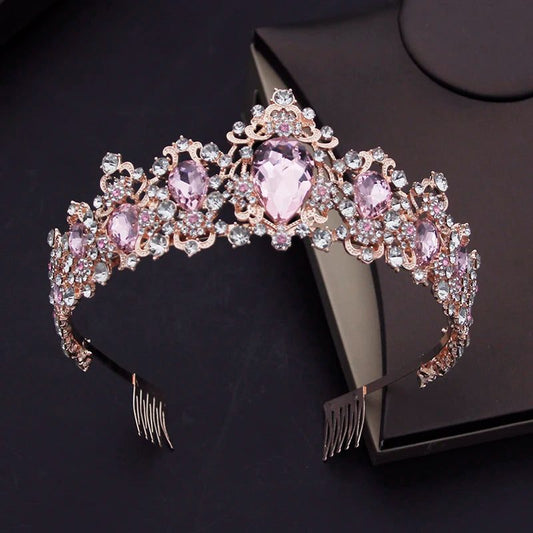 Luxury Pink Crystal Bridal Jewelry Sets