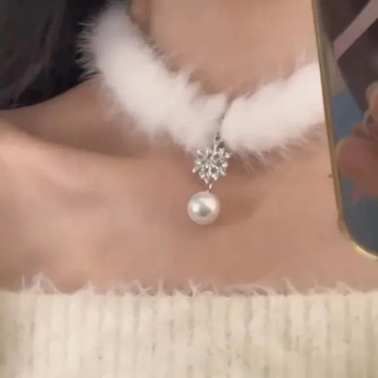 Elegant Pearl Choker with Crystal Tassels