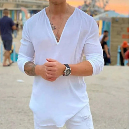 Men's V-Neck Casual Shirt - Trendy Pullover