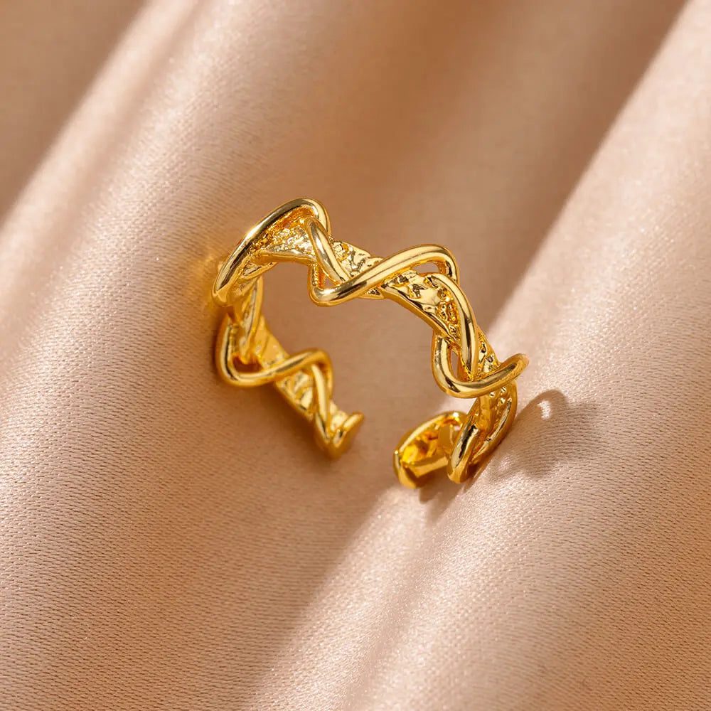 Vintage Gold Adjustable Stainless Steel Rings