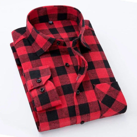 Men's Red Checkered Flannel Shirt 2024