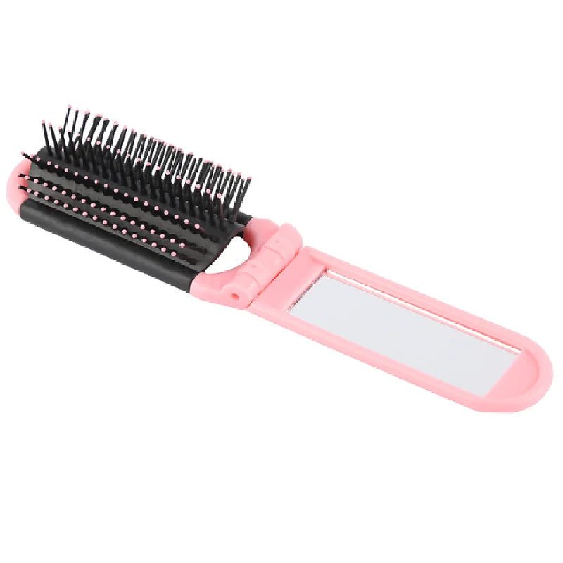 Portable Folding Hair Brush with Mirror