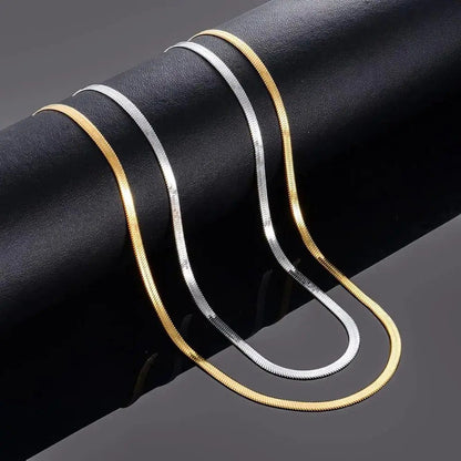 18k Gold Plated Waterproof Herringbone Necklace