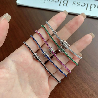 925 Sterling Silver Gemstone Tennis Chain Bracelet