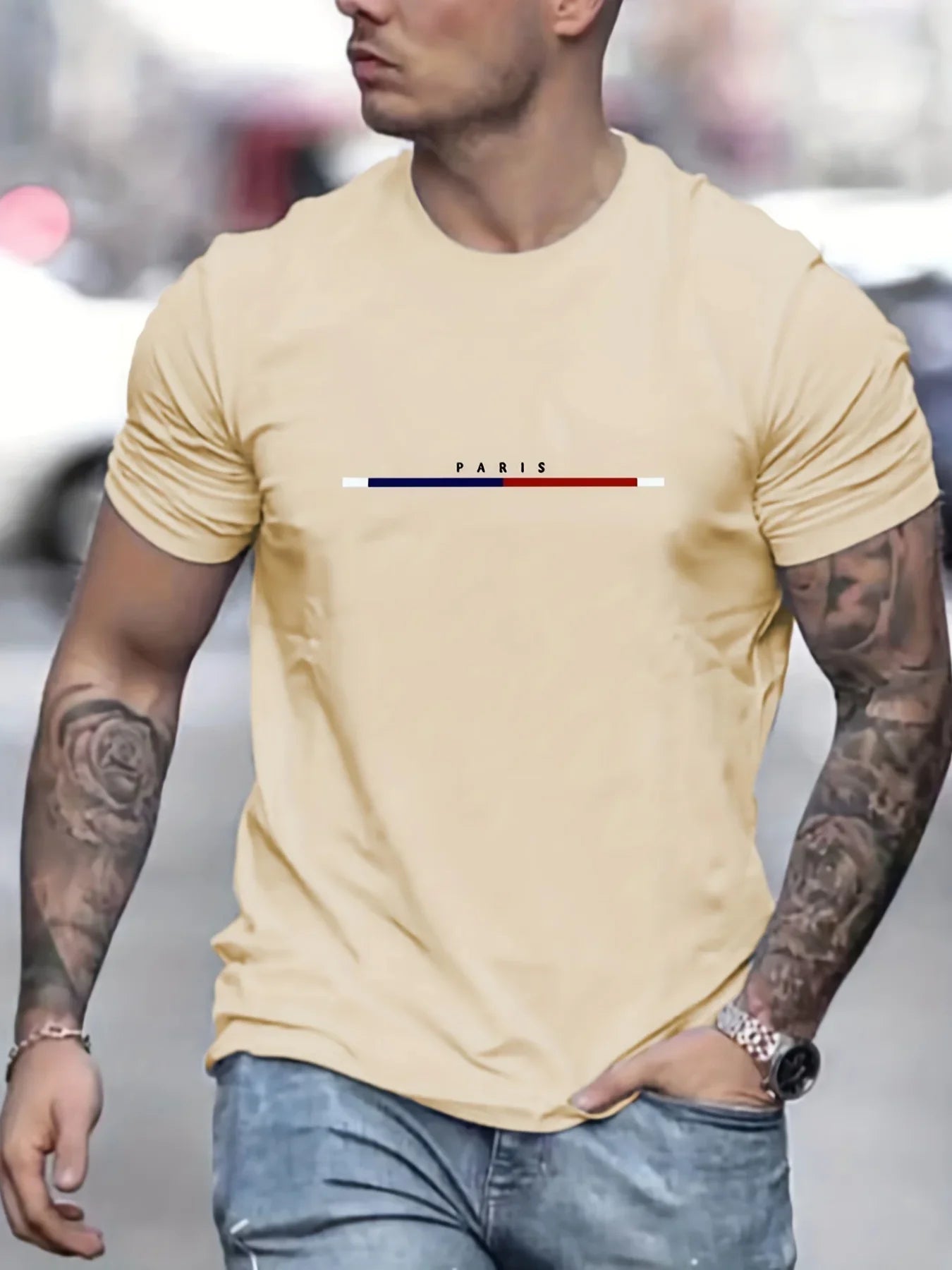 Men's 100% Cotton Paris Short Sleeve T-Shirt