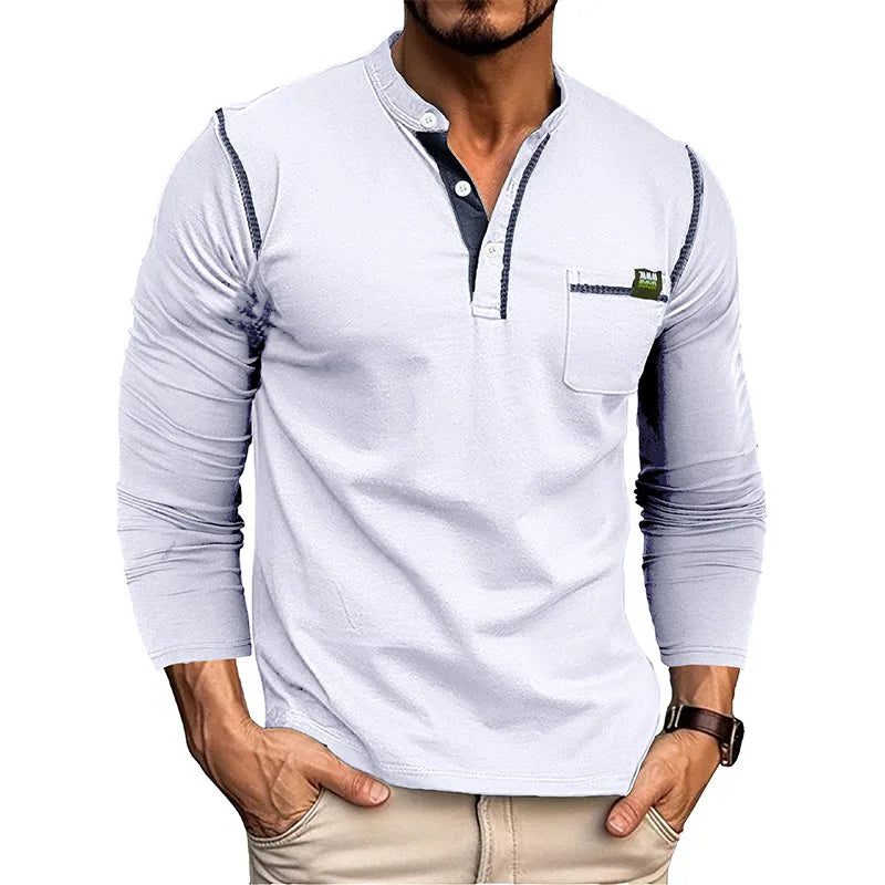 Men's Long Sleeve Pocket Henley T-Shirts 2024