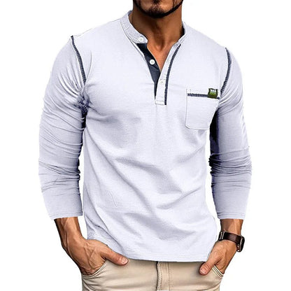 Men's Long Sleeve Pocket Henley T-Shirts 2024