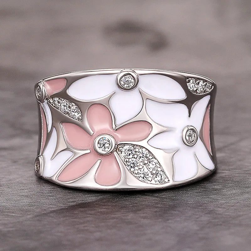 Luxury Green Leaf Enamel Women's Ring