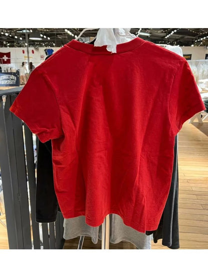 Vintage Red Cotton T-Shirts for Women