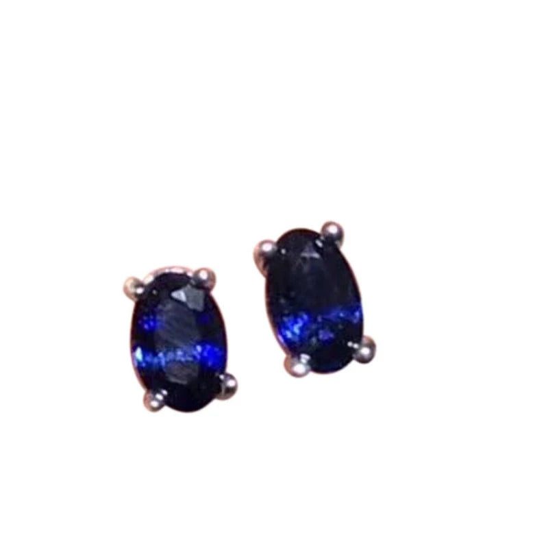 Exquisite Oval Sapphire Stud Earrings for Women
