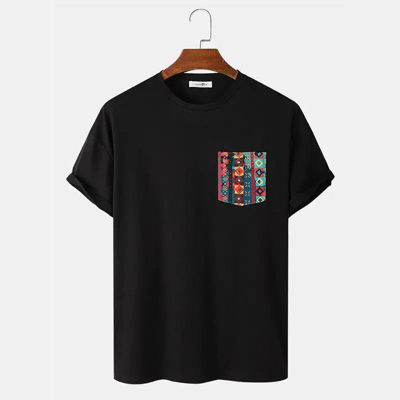 Colorful Men's Pocket T-Shirt Short Sleeve