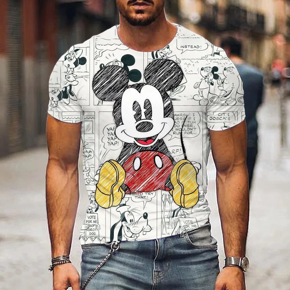 Men's Cartoon T-Shirt with Mickey Headphones
