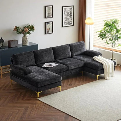 Spacious U-Shape Convertible Sectional Sofa 110”