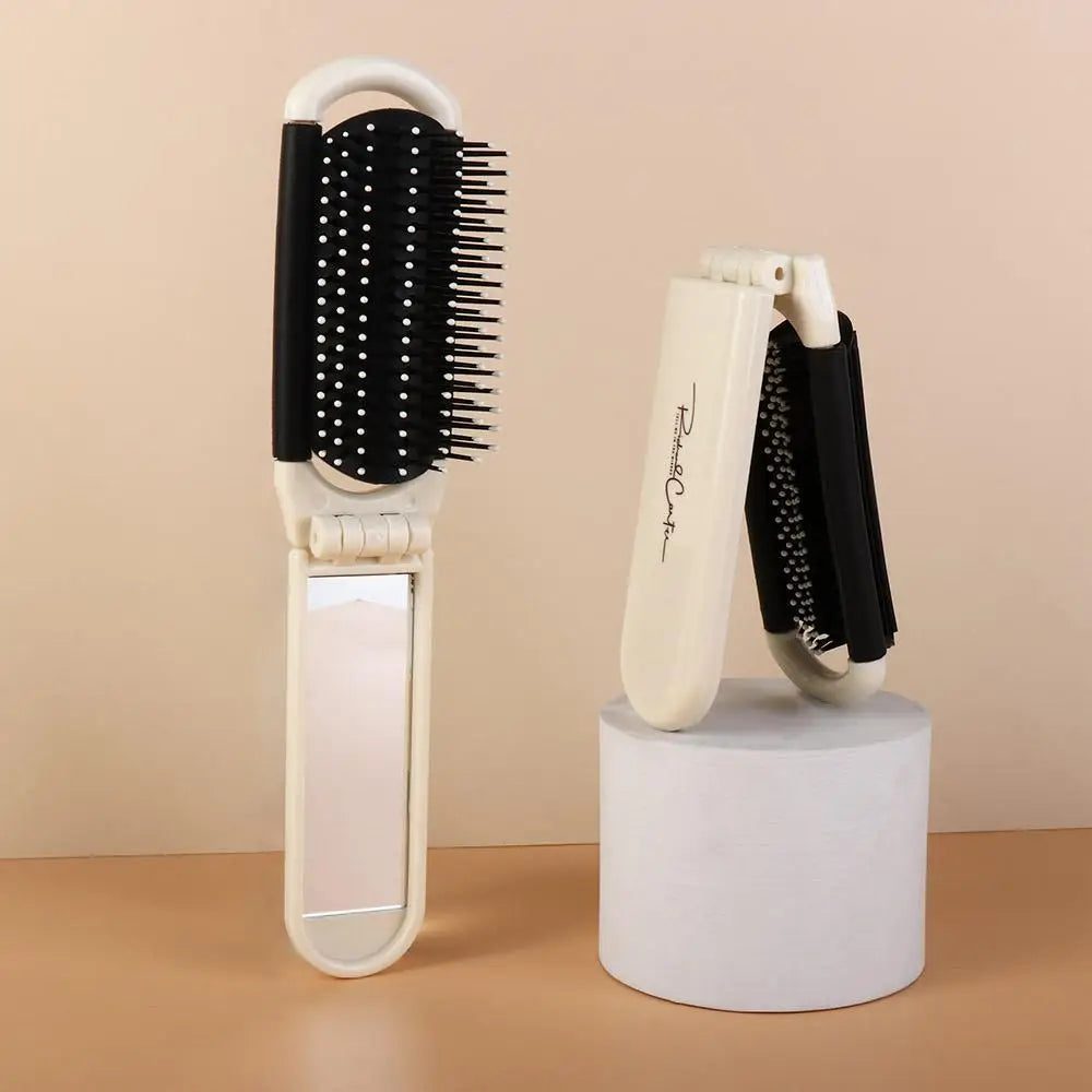 Portable Cartoon Hairbrush with Mirror for Travel