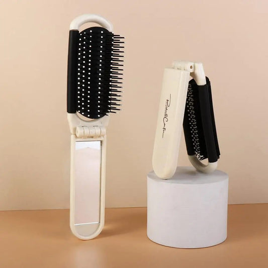 Portable Cartoon Hairbrush with Mirror for Travel