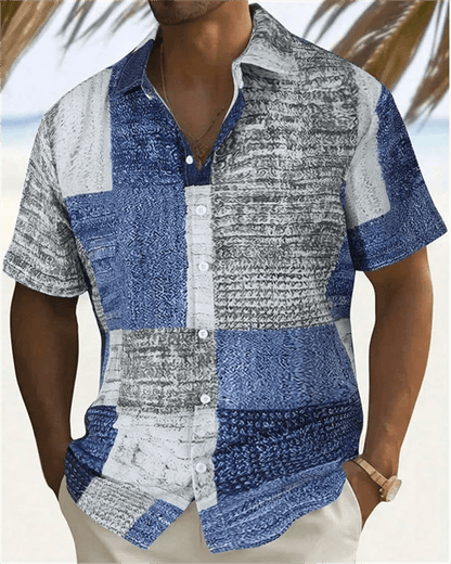 2024 Men's Color Block Hawaiian Beach Shirt