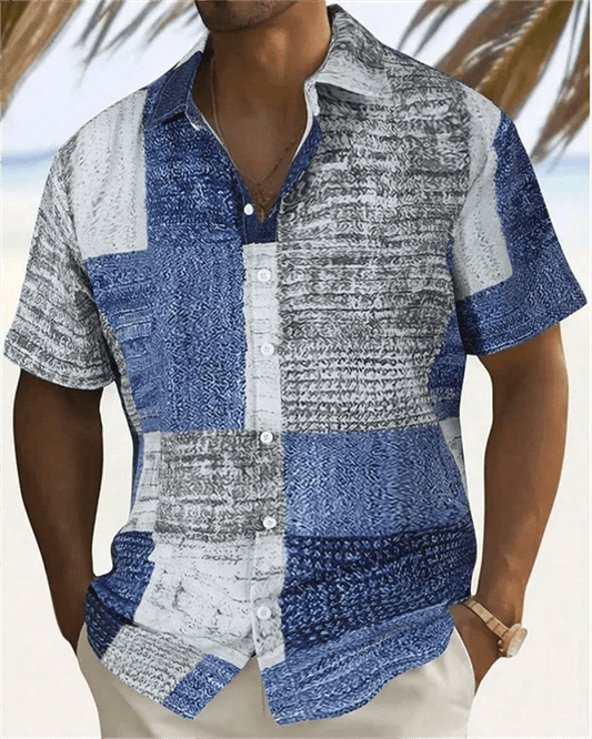 2024 Men's Color Block Hawaiian Beach Shirt