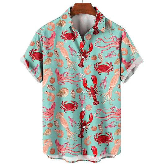 Men's 3D Fish Print Hawaiian Shirts Summer