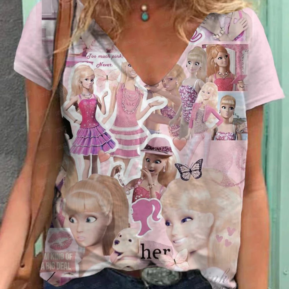 Trendy 3D Pink Kawaii T-Shirt for Women