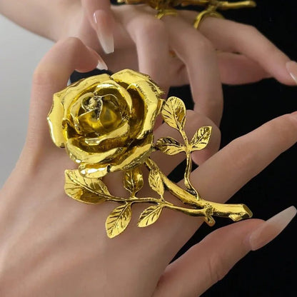 Vintage Metal Rose Open Rings for Women
