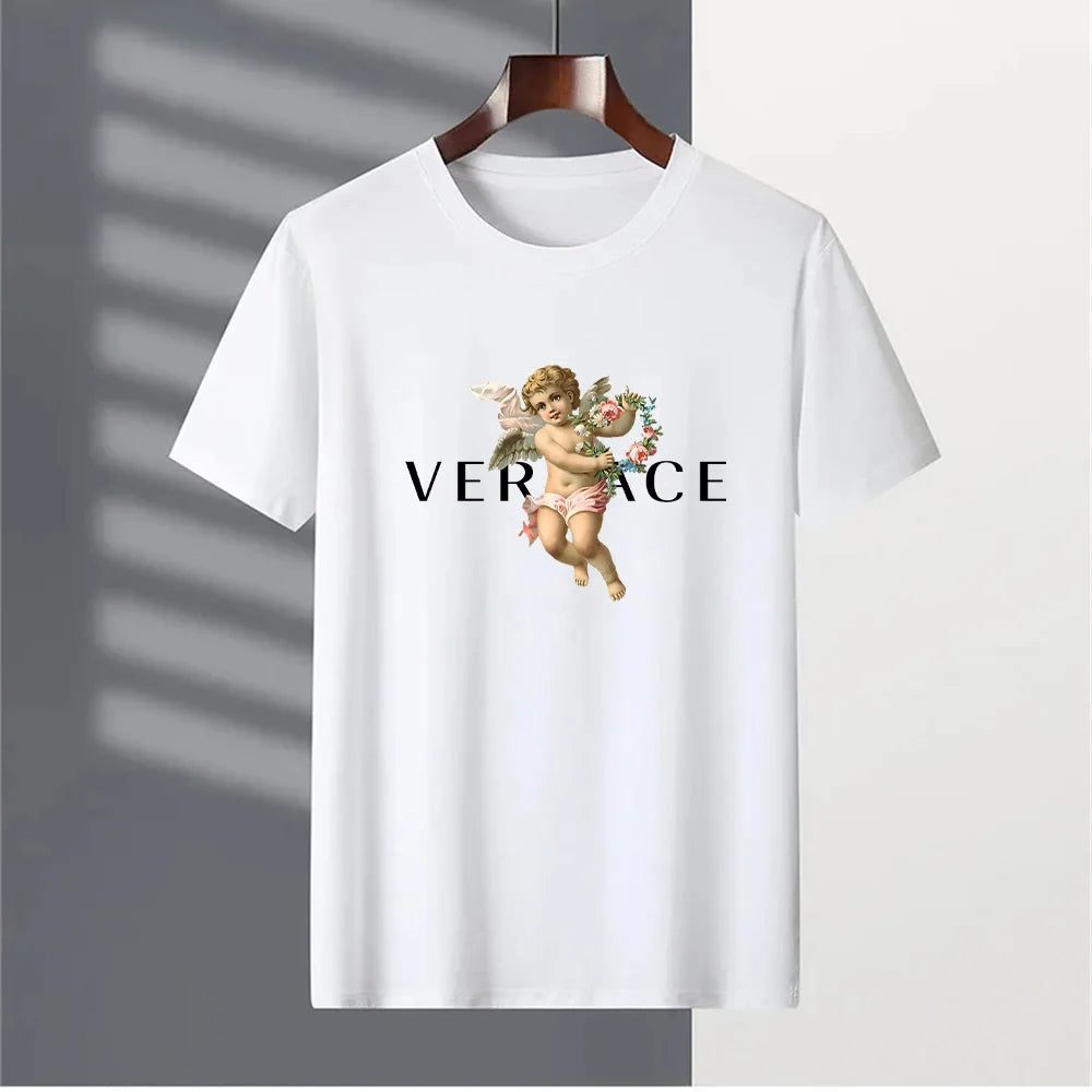 Men's Vintage Cotton T-Shirt with Angel Print