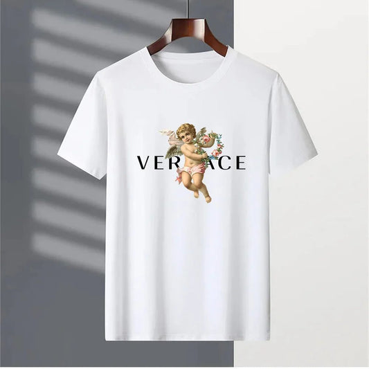 Men's Vintage Cotton T-Shirt with Angel Print