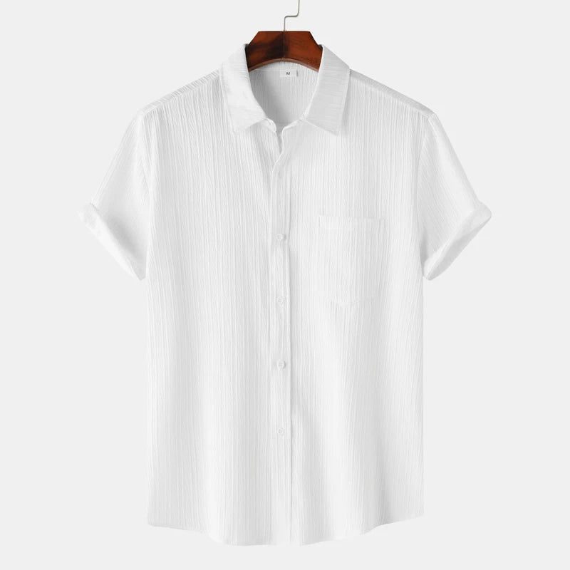 Men's Green Linen Short Sleeve Shirts
